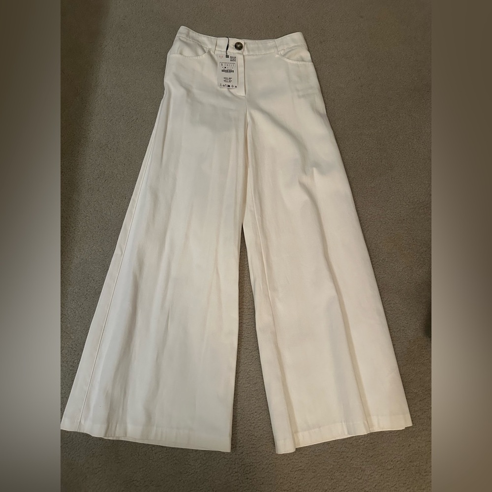 Zara White Wide Leg Pants